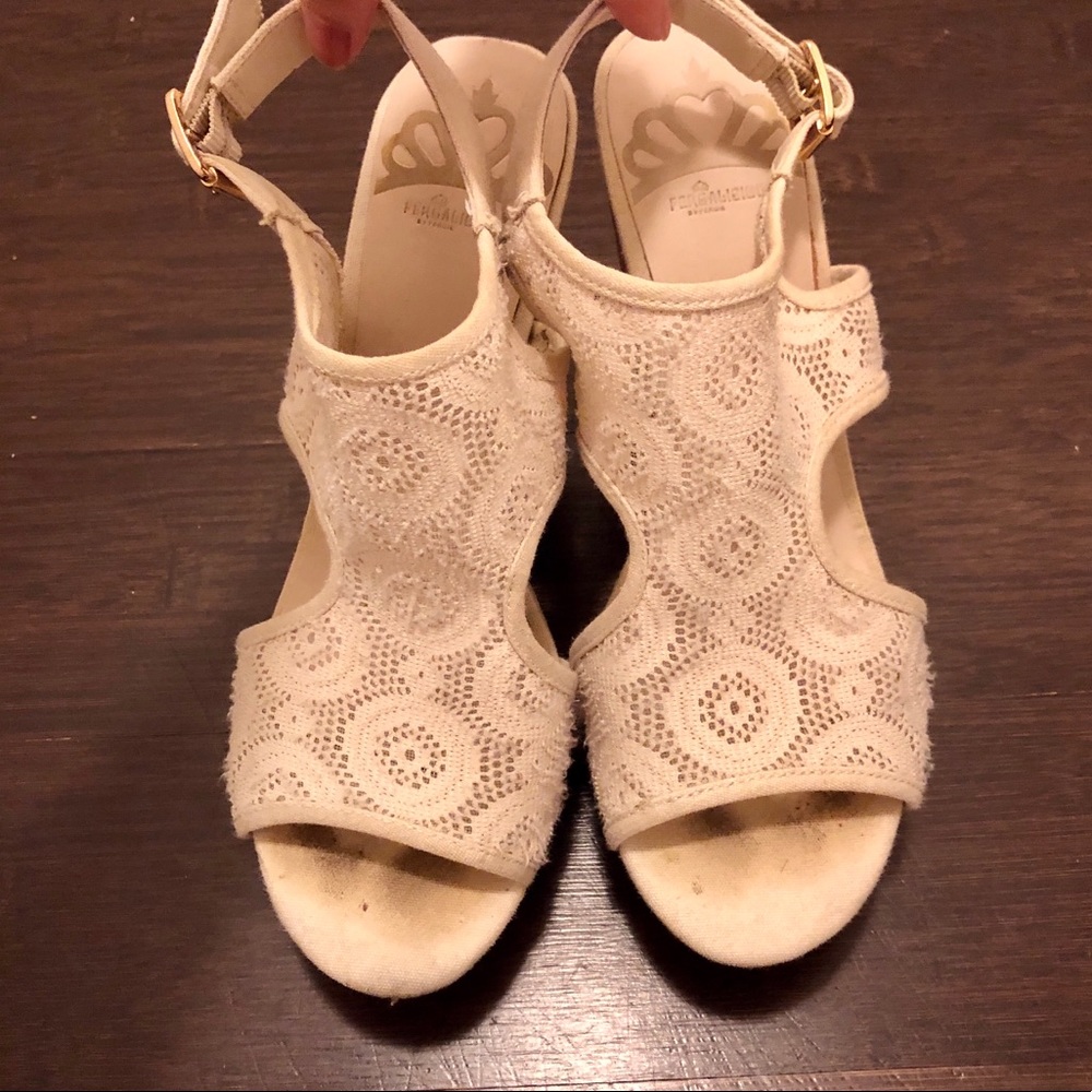 Fergalicious Off-white Lace Wedge Sandals - Picture 6 of 14